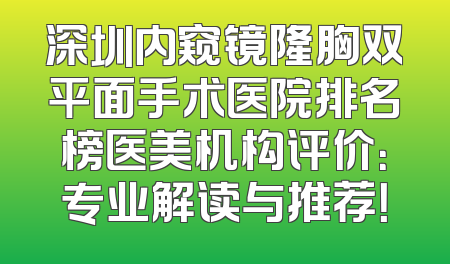 深圳内窥镜隆胸双平面手术医院排名榜医美机构评价：专业解读与推荐！