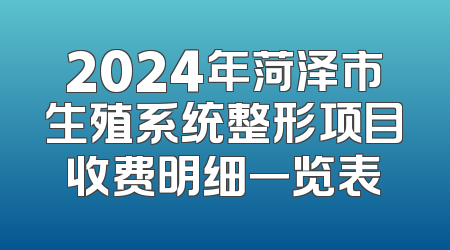 2024年菏泽市生殖系统整形项目收费明细一览表
