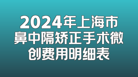 2024年上海市鼻中隔矫正手术微创费用明细表