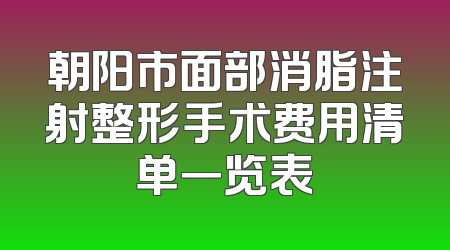 朝阳市面部消脂注射整形手术费用清单一览表