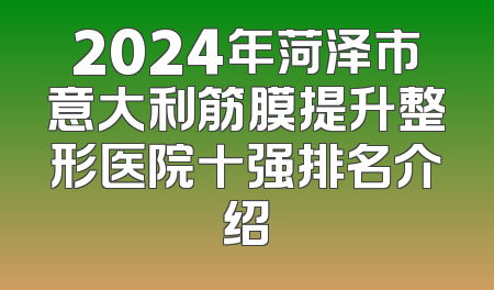 2024年菏泽市意大利筋膜提升整形医院十强排名介绍