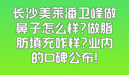 长沙美莱潘卫峰做鼻子怎么样？做脂肪填充咋样？业内的口碑公布！