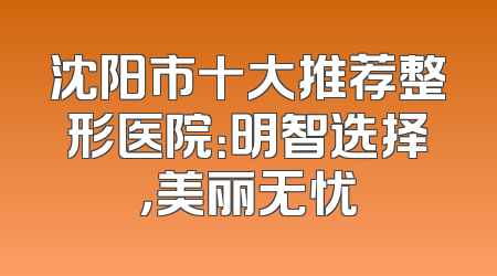 沈阳市十大推荐整形医院：明智选择，美丽无忧