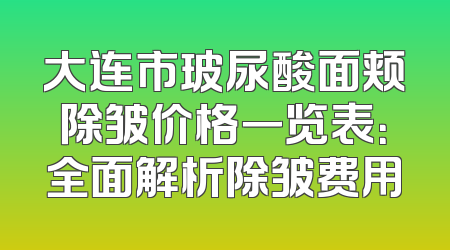 大连市玻尿酸面颊除皱价格一览表：全面解析除皱费用