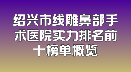 绍兴市线雕鼻部手术医院实力排名前十榜单概览