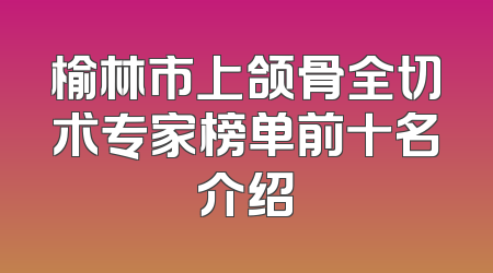 榆林市上颌骨全切术专家榜单前十名介绍