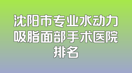 沈阳市专业水动力吸脂面部手术医院排名