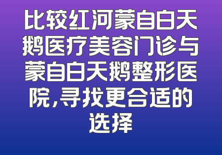 比较红河蒙自白天鹅医疗美容门诊与蒙自白天鹅整形医院，寻找更合适的选择