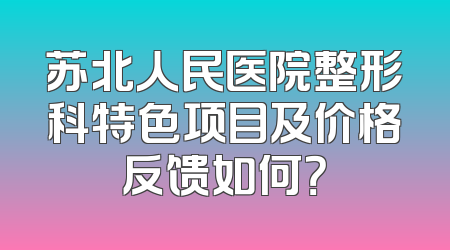 苏北人民医院整形科特色项目及价格反馈如何？