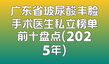 广东省玻尿酸丰脸手术医生私立榜单前十盘点（2025年）