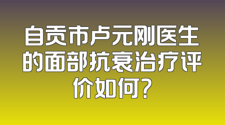 自贡市卢元刚医生的面部抗衰治疗评价如何？