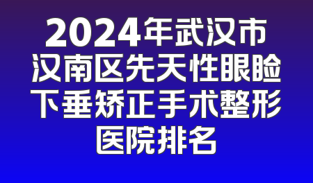 2024年武汉市汉南区先天性眼睑下垂矫正手术整形医院排名
