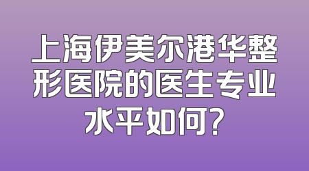 上海伊美尔港华整形医院的医生专业水平如何？