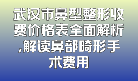 武汉市鼻型整形收费价格表全面解析，解读鼻部畸形手术费用