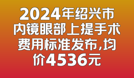 2024年绍兴市内镜眼部上提手术费用标准发布，均价4536元