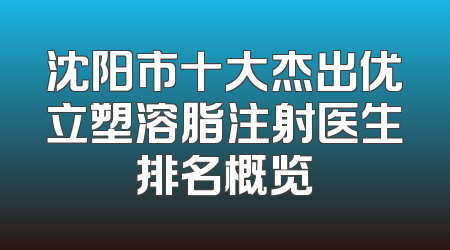 沈阳市十大杰出优立塑溶脂注射医生排名概览