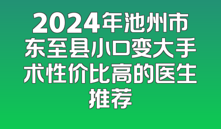 2024年池州市东至县小口变大手术性价比高的医生推荐