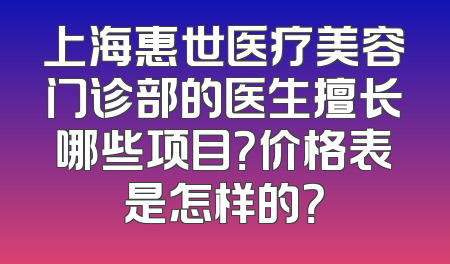 上海惠世医疗美容门诊部的医生擅长哪些项目？价格表是怎样的？