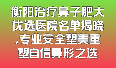 衡阳治疗鼻子肥大优选医院名单揭晓，专业安全塑美重塑自信鼻形之选