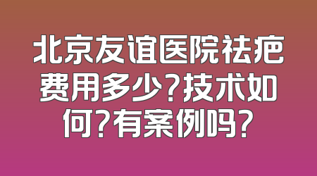 北京友谊医院祛疤费用多少？技术如何？有案例吗？