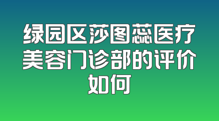 绿园区莎图蕊医疗美容门诊部的评价如何