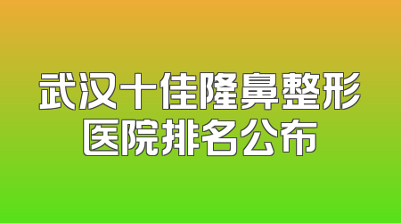 武汉十佳隆鼻整形医院排名公布