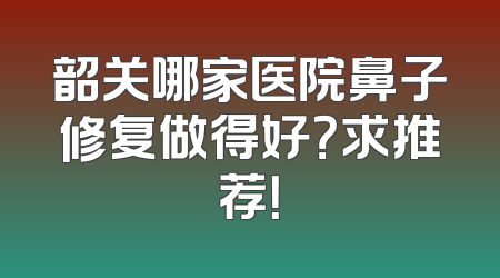 韶关哪家医院鼻子修复做得好？求推荐！