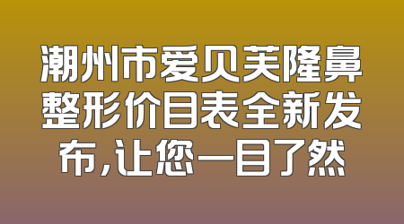 潮州市爱贝芙隆鼻整形价目表全新发布，让您一目了然