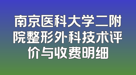 南京医科大学二附院整形外科技术评价与收费明细