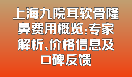 上海九院耳软骨隆鼻费用概览：专家解析、价格信息及口碑反馈
