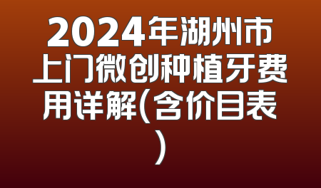 2024年湖州市上门微创种植牙费用详解（含价目表）