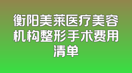 衡阳美莱医疗美容机构整形手术费用清单