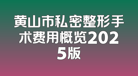 黄山市私密整形手术费用概览2025版