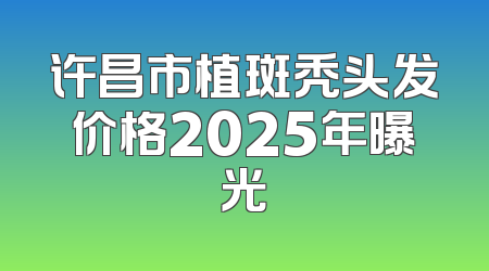 许昌市植斑秃头发价格2025年曝光