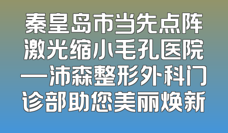 秦皇岛市当先点阵激光缩小毛孔医院—沛森整形外科门诊部助您美丽焕新