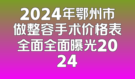 2024年鄂州市做整容手术价格表全面全面曝光2024