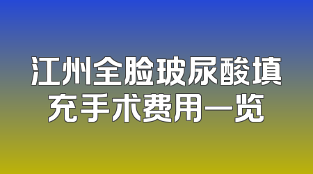 江州全脸玻尿酸填充手术费用一览