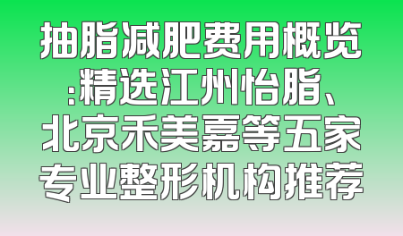 抽脂减肥费用概览：精选江州怡脂、北京禾美嘉等五家专业整形机构推荐