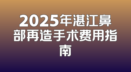 2025年湛江鼻部再造手术费用指南
