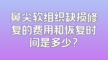 鼻尖软组织缺损修复的费用和恢复时间是多少？
