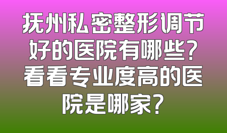 抚州私密整形调节好的医院有哪些？看看专业度高的医院是哪家？
