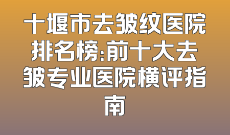 十堰市去皱纹医院排名榜：前十大去皱专业医院横评指南