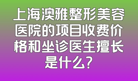 上海澳雅整形美容医院的项目收费价格和坐诊医生擅长是什么？