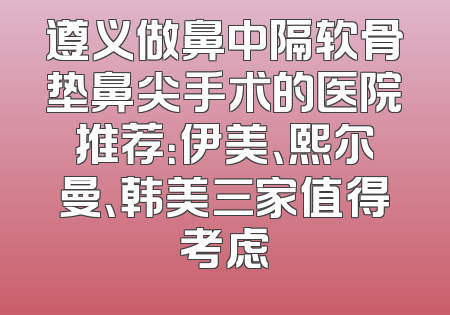 遵义做鼻中隔软骨垫鼻尖手术的医院推荐：伊美、熙尔曼、韩美三家值得考虑