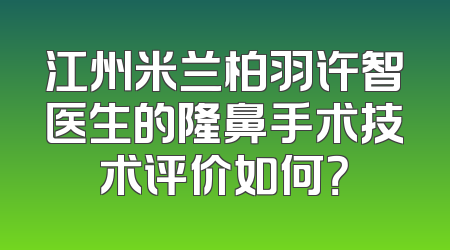 江州米兰柏羽许智医生的隆鼻手术技术评价如何？