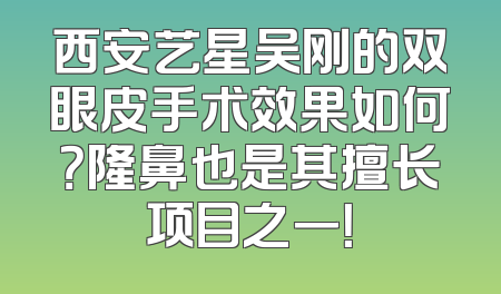 西安艺星吴刚的双眼皮手术效果如何？隆鼻也是其擅长项目之一！