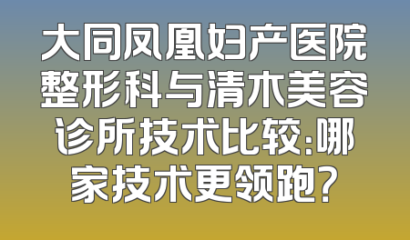 大同凤凰妇产医院整形科与清木美容诊所技术比较：哪家技术更领跑？