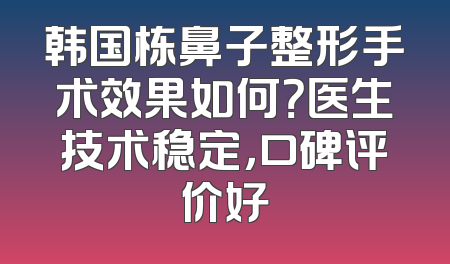 韩国栋鼻子整形手术效果如何？医生技术稳定，口碑评价好