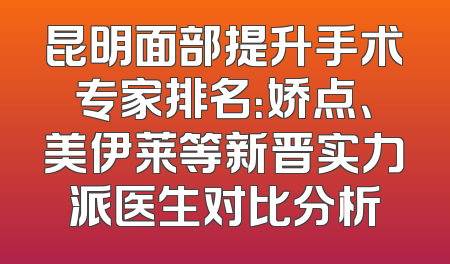 昆明面部提升手术专家排名：娇点、美伊莱等新晋实力派医生对比分析