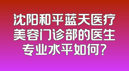 沈阳和平蓝天医疗美容门诊部的医生专业水平如何？